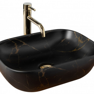Lavoar pentru blat Rea Belinda Black Marble Mat - Img 2