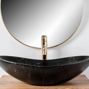 Lavoar pentru blat Rea Royal 60 Black Marble Mat - Img 7