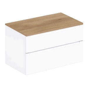 Mobilier lavoar suspendat alb cu blat din stejar LINDA 60,100,120 cm - Img 11
