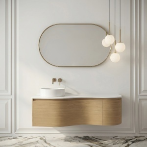 Mobilier lavoar suspendat VIENNA cu blat 120 cm stejar