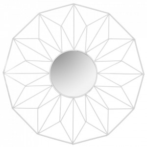 Oglindă geometrică albă 58 cm