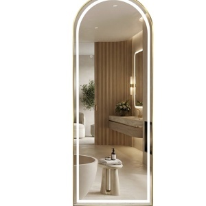 Oglindă LED Orbit 60x170 Brush Gold – oglindă mare cu iluminare LED și ramă aurie pentru baie | disponibilă pe Deppo - Img 2