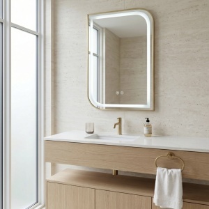 Oglindă LED ZONE 70X50 BRUSH GOLD - Img 2