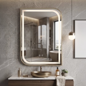 Oglindă LED ZONE 80X60 GOLD BRUSH - Img 6