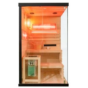 Sauna finlandeza cu temperatura inalta si soba Harvia 3.5kW pentru 1-2 persoane Lark 120 x 120 cm - Img 6