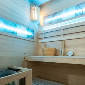 Sauna finlandeza cu temperatura inalta si soba Harvia 3.5kW pentru 1-2 persoane Lark 120 x 120 cm - Img 7