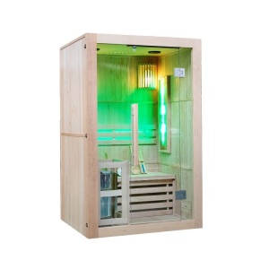 Saună finlandeză KEMI1 120×105 cm cu sobă HARVIA 3.5 kW – 1-2 persoane, saună tradițională, Hemlock, cromoterapie, Bluetooth | Deppo - Img 8