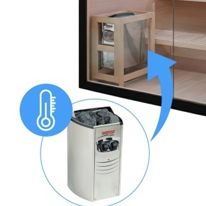 Saună Finlandeză Premium 150x140 cm pentru 3 Persoane cu Sobă Harvia 4.5 kW și Bluetooth | Deppo - Img 4
