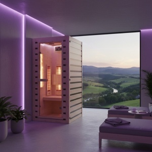Saună uscată Infrared pentru acasă TROMSO1 90×90 cm – 1 persoană, 230V, Hemlock premium | Deppo - Img 6