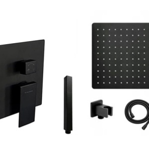 Set de duș încastrat negru mat cu baterie și sistem complet Deppo - Img 3