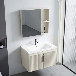 Set de mobilier de baie cu lavoar Astor 60 cm Beige - Img 2