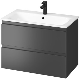 Set masca si lavoar Cersanit Moduo, 79.5 x 44.7 x 62 cm, antracit - Img 1