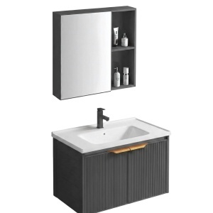 Set mobilier de baie cu lavoar Mario 60cm Grey - Img 2