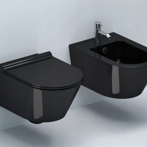 SET VAS DE TOALETĂ ȘI BIDEU VELDMAN NEGRU, CAPAC SONET DIN DUROPLAST - Img 3