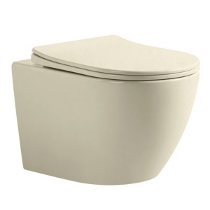 Set vas WC suspendat Ricci Tornado Flush, Rimless, cu capac Soft Close și Quick Release – Cappuccino