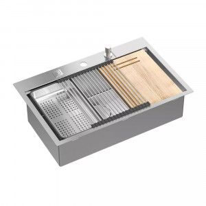 Statie de lucru incastrata Quadron Unique Burt inox periat 76x49 cm - Img 3