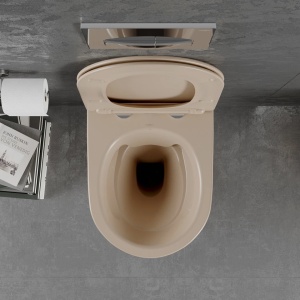 Vas WC suspendat rimless cu capac slim Cappuccino mat - Img 3