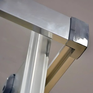 Cabină de duș culisantă, FMR05, sticlă securizată gri mat 5 mm, cadru aluminiu cromat - Img 5