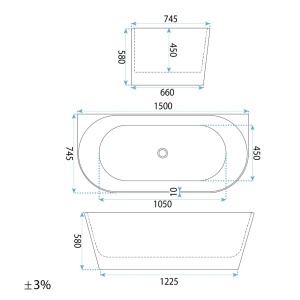 Cada din acril freestanding CAPRI SLIM 150cm - Img 8