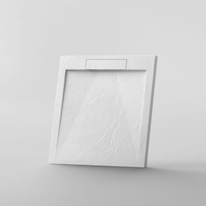 Cădiță de duș STONE 90×90 cm – Marmură Turnată, Alb Mat - Img 1