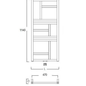 Calorifer portprosop ROCKWALL BLACK 1140x500mm - negru satinat - Img 2