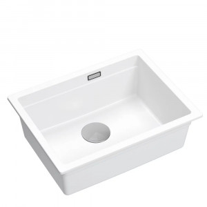 Chiuveta compozit incastrata Quadron Logan 100 alb - inox 59.5x45.1 cm