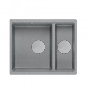 Chiuveta compozit incastrata Quadron Logan 150 gri - inox 56x46 cm - Img 2