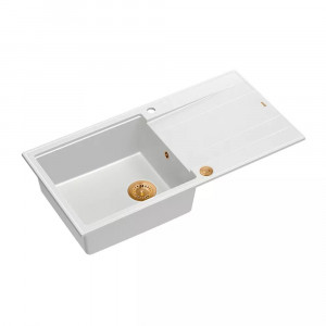 Chiuveta compozit incastrata Quadron Unique Evan 146 XL alb - cupru 100x50 cm