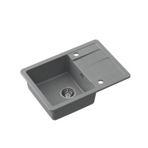 Chiuvetă din granit GO-MAX GREY 1-kit (77x44x17,5) + mixer de culoare + sifon manual cu dop - Img 2