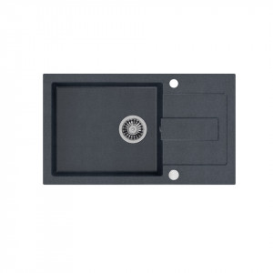 CHRISTIAN 136 XL Steingran negru, cu sifon manual si dop (1 vas 45x38 cm) - Img 1