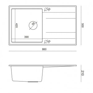 EVAN 111 + chiuvetă încastrată cu 1 vas din nano PVD cu scurgere + sifon economisește spațiu culoare PVD / piatră argintie / elemente de cupru - Img 4