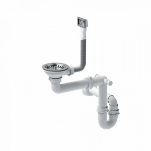 GLEN 211 Chiuvetă încastrată cu 1 vas cu scurgere + sifon / blat negru / vas din oțel - Img 3