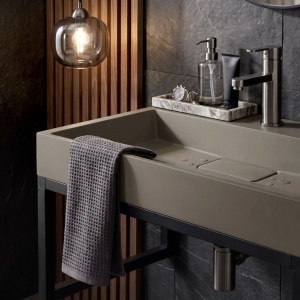 Lavoar din compozit Rea GOYA TAUPE 70CM + Cadru - Img 3