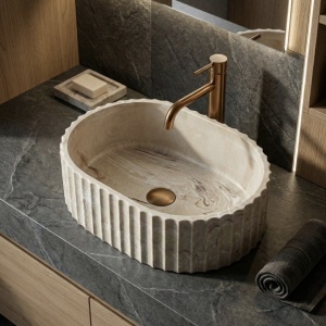 Lavoar pe blat Margaret Gio – textură sculpturală și finisaj inspirat din piatră | Deppo - Img 3