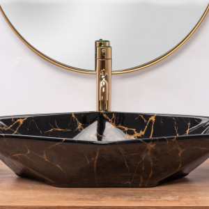 Lavoar pe blat Rea VEGAS BLACK Marble Shiny - Img 4