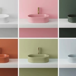 Lavoar pe blat Vanda Blueberry Matt – design modern cu finisaj mat albastru pentru baie | disponibil pe Deppo - Img 4