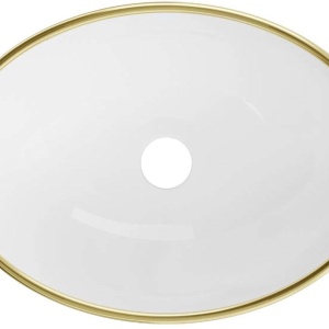 Lavoar pentru blat Elza 40 x 33 cm, Alb/auriu - Img 2