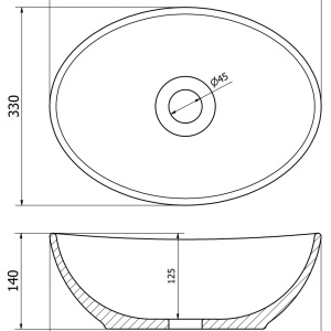 Lavoar pentru blat Elza 40 x 33 cm, Negru mat/auriu model tip carouri - Img 2