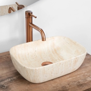 Lavoar pentru blat Rea BELINDA MINI TRAVERTINE MATT - Img 3