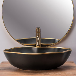 Lavoar pentru blat Rea Pearl Black Gold - Img 4