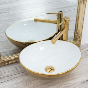 Lavoar pentru blat Rea Sofia Gold / Alb - Img 4