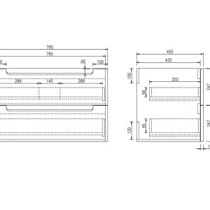 Mobilier lavoar suspendat alb cu blat din stejar LINDA 60,100,120 cm - Img 8
