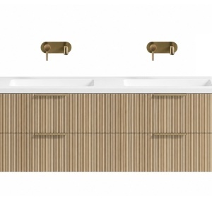 Mobilier lavoar suspendat AMBER 140 cu caneluri, stejar - Img 10