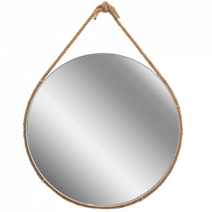 Oglinda rotunda 60 CM alb LOFT cu franghie