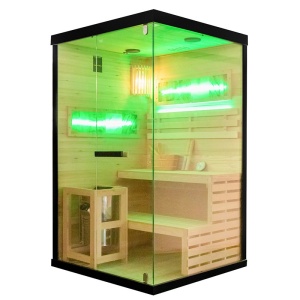 Sauna finlandeza cu temperatura inalta si soba Harvia 3.5kW pentru 1-2 persoane Lark 120 x 120 cm - Img 3