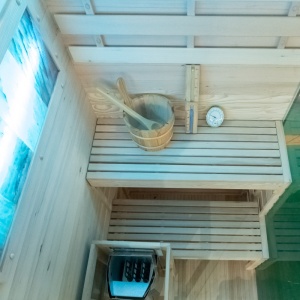 Sauna finlandeza cu temperatura inalta si soba Harvia 3.5kW pentru 1-2 persoane Lark 120 x 120 cm - Img 13