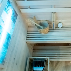Sauna finlandeza cu temperatura inalta si soba Harvia 3.5kW pentru 1-2 persoane Lark 120 x 120 cm - Img 4