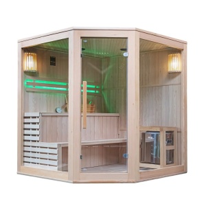Sauna finlandeza cu temperatura inalta si soba Harvia 8kW pentru 5-6 persoane Bodo 180 x 180 cm - Img 6