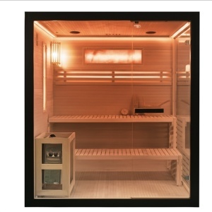 Saună Finlandeză Premium 150x140 cm pentru 3 Persoane cu Sobă Harvia 4.5 kW și Bluetooth | Deppo