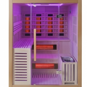 SAUNĂ KOMBO 2-ÎN-1 HELSI3 NEW – 160×160 cm – INFRARED + FINLANDEZĂ – 6kW – 3-4 PERSOANE